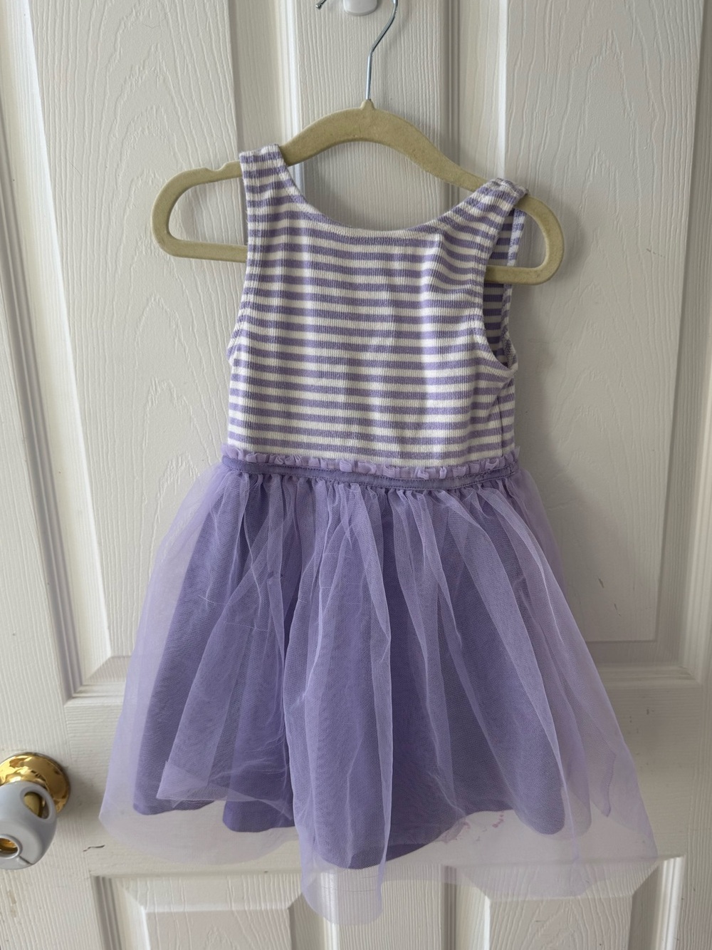 Mini Boden Purple Stripe Jersey Tulle Tutu Dress 2-3Y